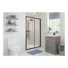 Black Sliding Shower Doors c/w Shower Tray and Waste 1000mm